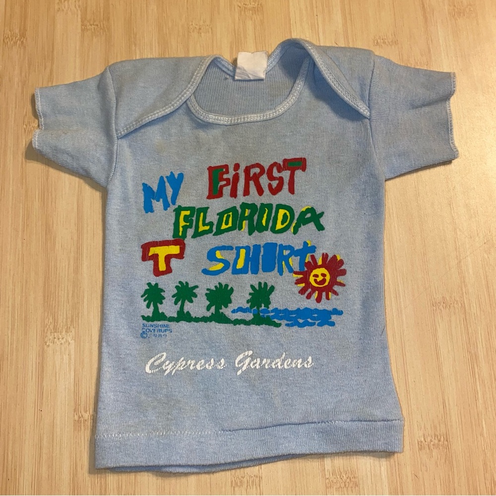 Vintage 1989 My First Florida T-Shirt Cypress Sunshine Coverups 18 Month baby